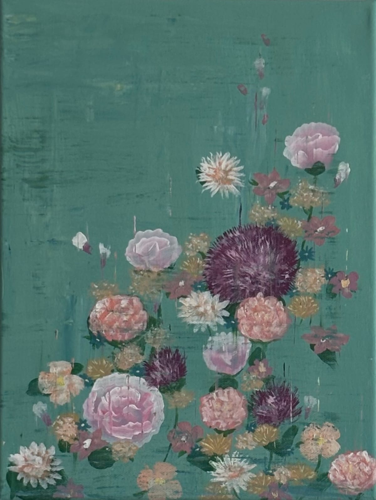 Blumenformen, 2024, Acryl auf Leinwand, 40 × 30 cm — Gemälde von Yinglian-Jessica Huynh