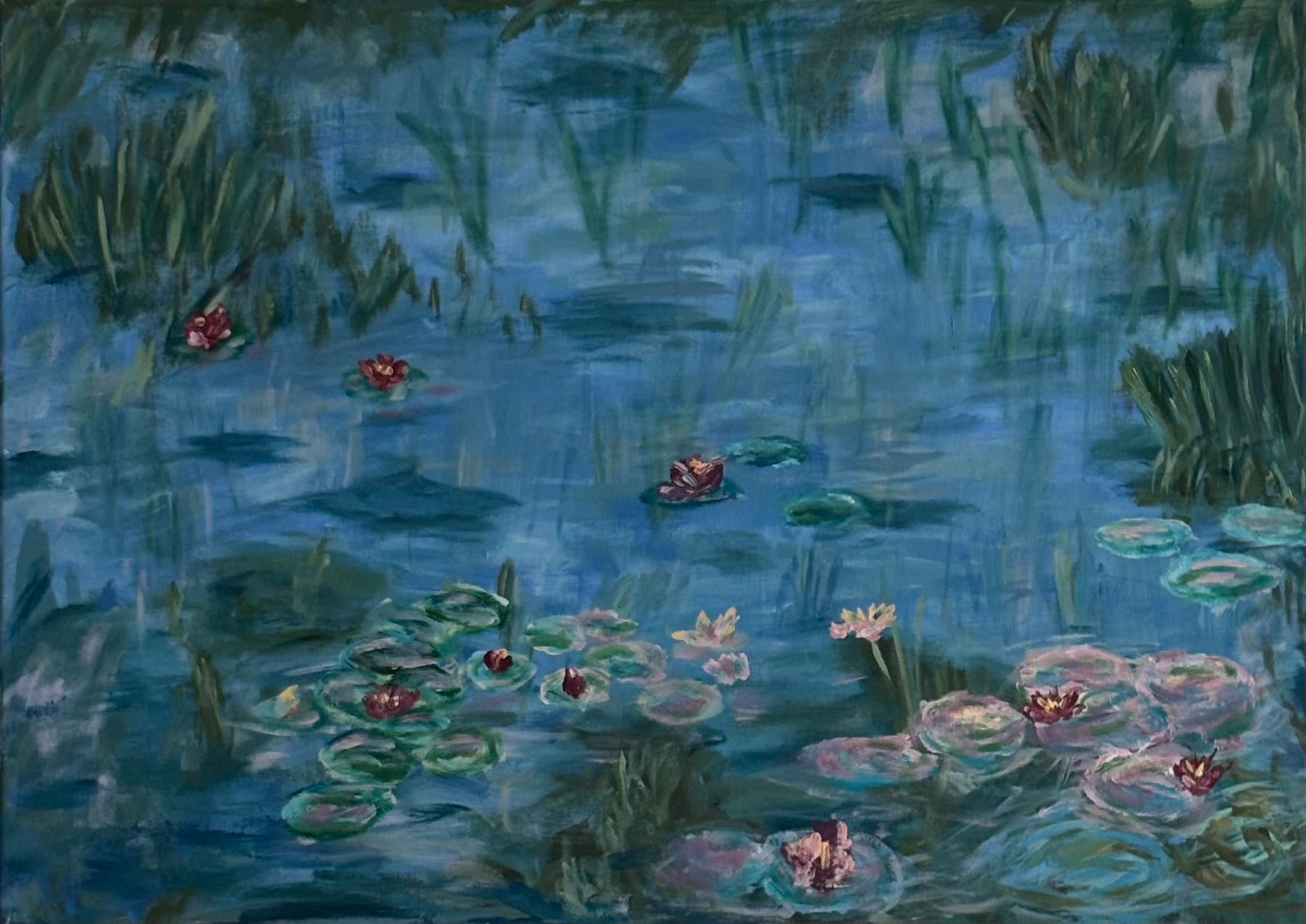 Lotus Lied, 2020, Acryl auf Leinwand, 50 × 70 cm — Gemälde von Yinglian-Jessica Huynh