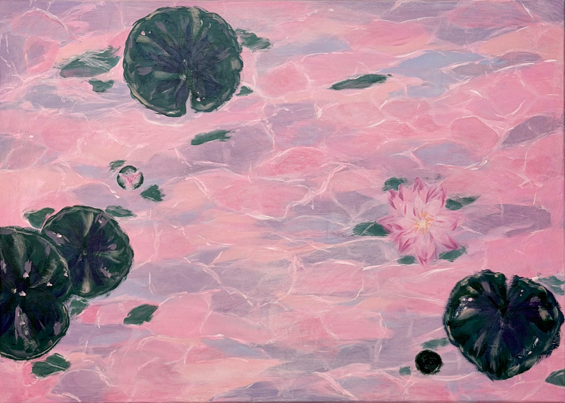 Rosa Lotus, 2025, Acryl auf Leinwand, 50 × 70 cm — Gemälde von Yinglian-Jessica Huynh